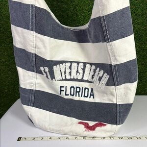 Ft. Myers Beach Florida Lucky 777 Nautical Striped Tote with Embroidery